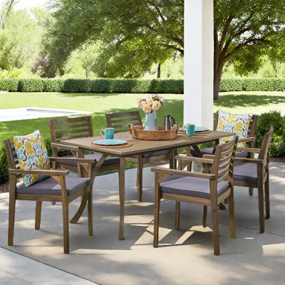 Tinnin 6 - Person 59" Long Dining Set with Cushions by Beachcrest Home