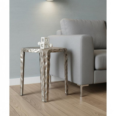 20" Silver Iron and Metal Tray Table
