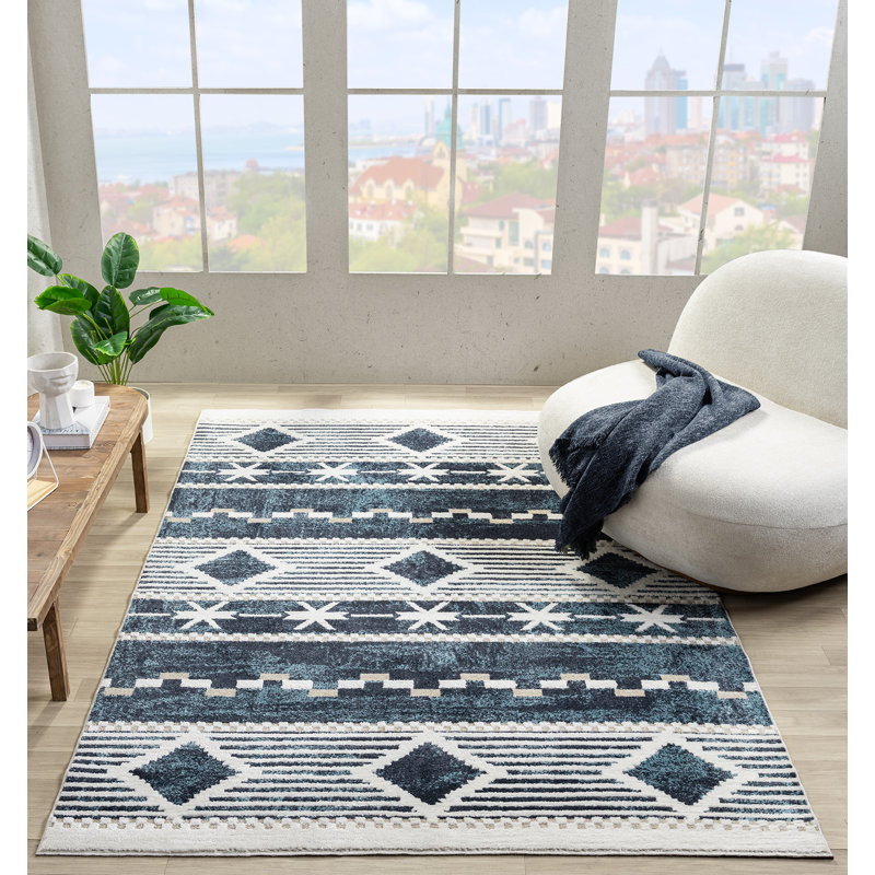 Tapis bleu marine United Weavers Afsana, Rectangle 5 pi 3 po x 7 pi 2 po