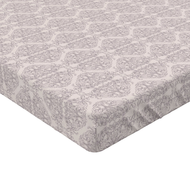 Drap-housse Ambesonne, Drap-housse de taille double, Rose pâle, mauve / damas