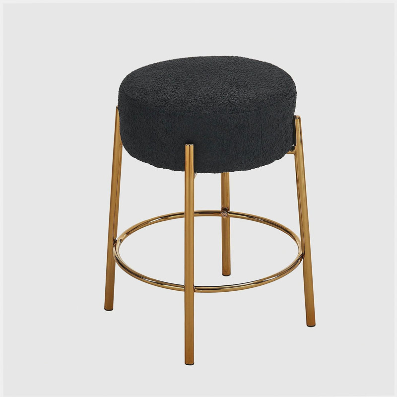 Tabouret de bar rond de 24 pouces de hauteur, ensemble de 2 - Chaise de salle à manger rembourrée souple et moderne convenant à la cuisine, aux cafés et aux bars - Comprend des pieds de support robustes