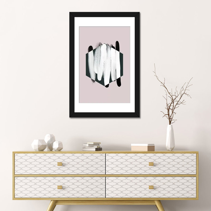 «Minimalisme XXIII», impression sur toile tendue, H 32 po x l 24 po x P 1 po, Papier d'art encadré noir, Blanc