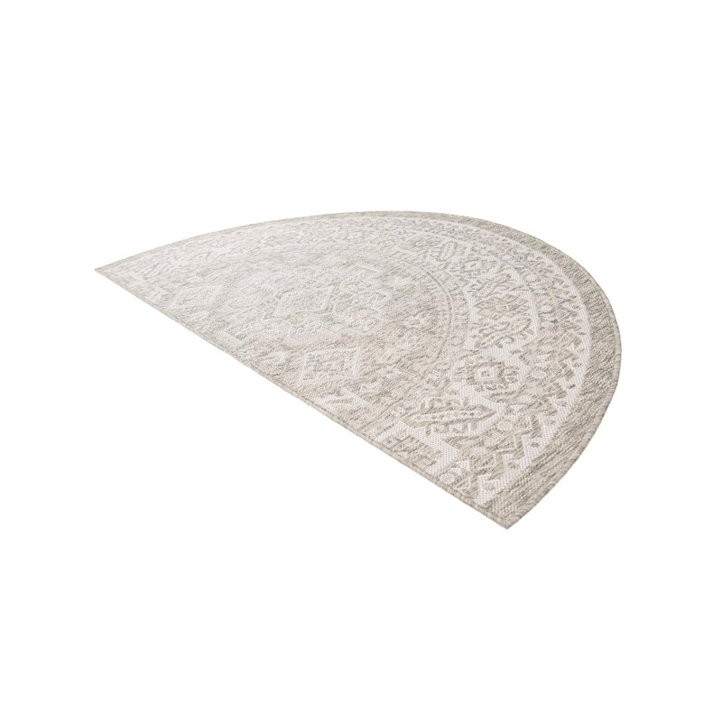 Tapis intérieur / extérieur beige Danera, Demi-cercle 2 pi 2 po x 3 pi 7 po