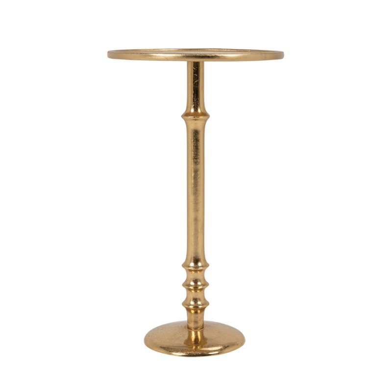 Sinclair Round Metal Pedestal Accent Table, Gold