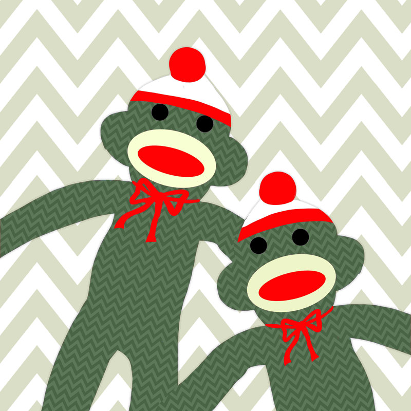 «Sock Monkey 2», impression sur toile tendue, H 30 po x l 30 po