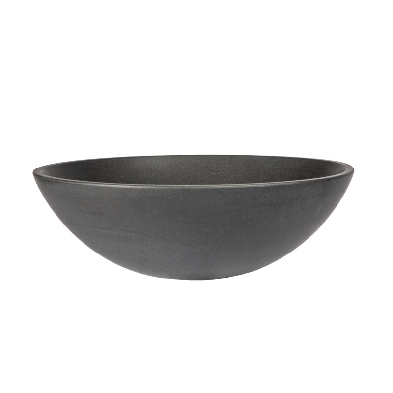 Lavabo de salle de bain vasque circulaire fait à la main en pierre noire matte