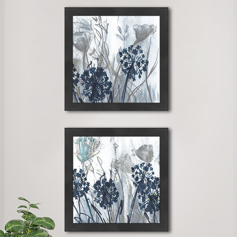 Indigo Field - ensemble de 2 peintures encadrées