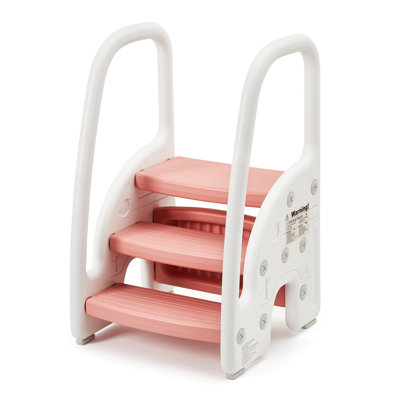 Toddler 3 Step Stool Kids Standing Tower for Bathroom Sink Kitchen Counter, Plastic Stepping Standing Stool Helper with Handles Sides for Toilet Potty