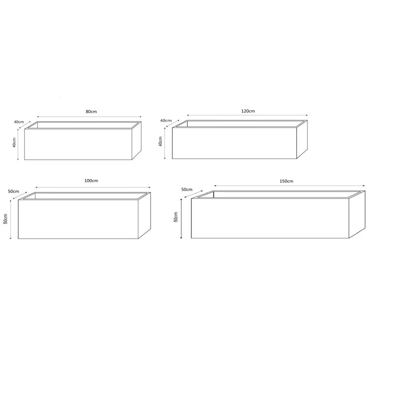 Downing Street Handmade Pot Planter, 50 cm H  ×  96  cm W ×  50 cm D, Faux Lead