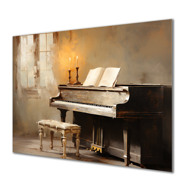 Rustic Brown Piano Melodies II - Piano Metal Wall Art, 30" H x 40" W x 1.5" D