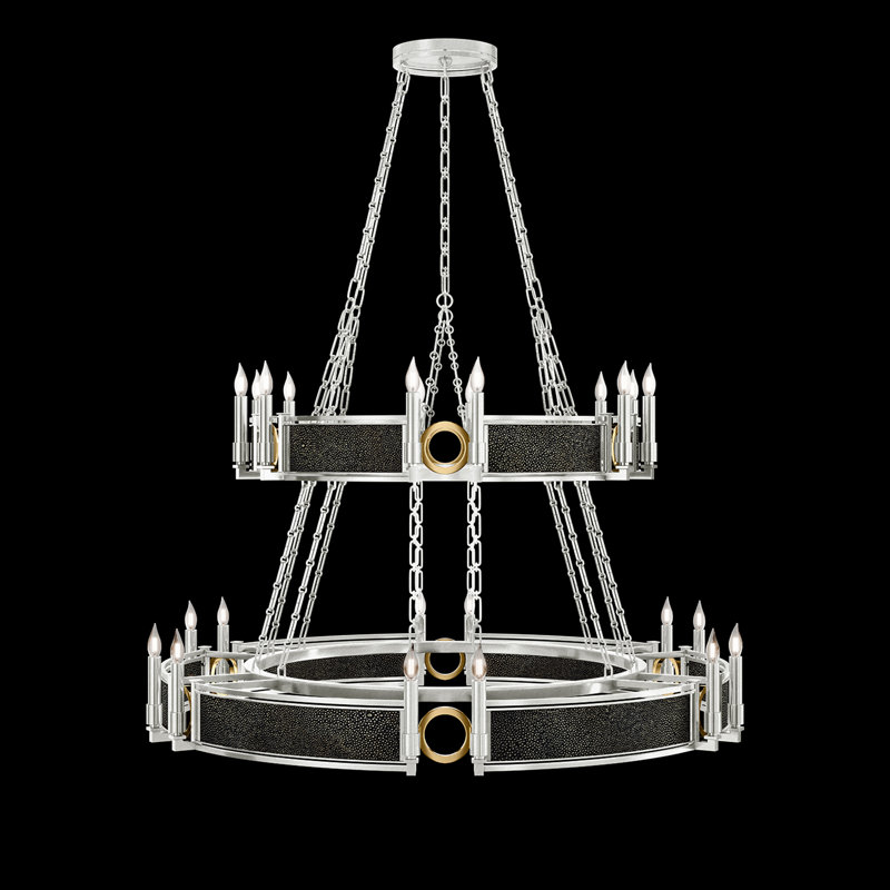 Mirage 24 - Light Chandelier, Black Knight/Silver/Brass