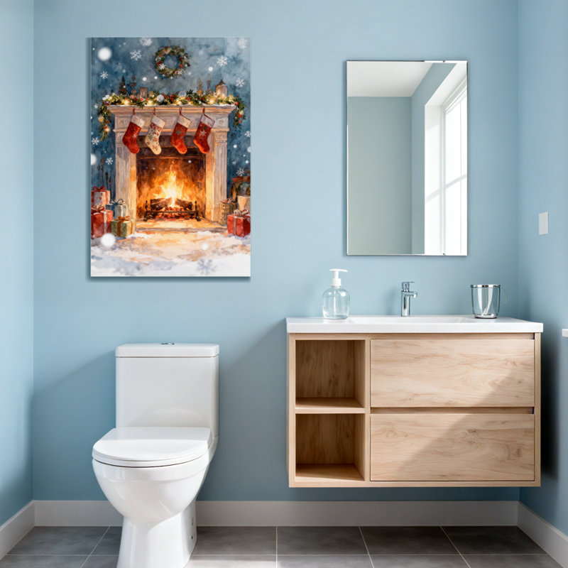 Foyer de Noël avec des bas et des cadeaux, H 48 po x l 32 po