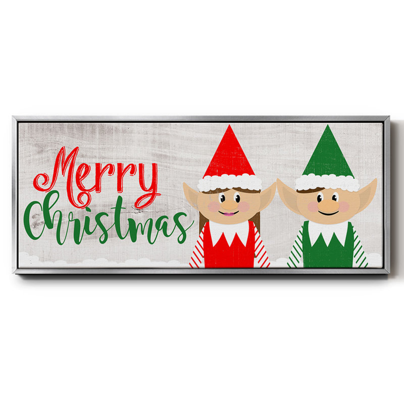 Christmas Elf Couple - toile encadrée, H 8 po x l 20 po