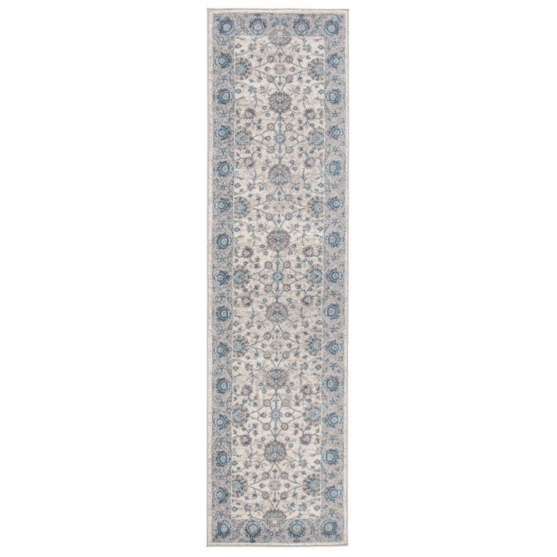 Eileen Oriental Ivory/Blue Area Rug, Runner 2'2" x 8'
