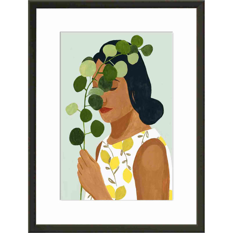 «Botany Portrait II» par Victoria Borges - peinture encadrée, H 18 po x l 12 po, Noir