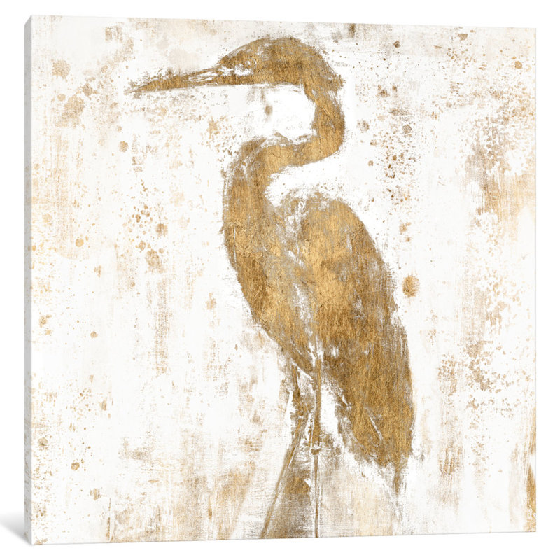 « gilded héron ii », reproduction d’art sur toile, H 37 po x l 37 po x P 1,5 po