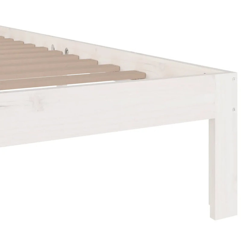 Bed Frame Solid Wood, White, European Double (140 x 200 cm)