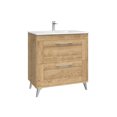 Rose C80F Free Standing Bathroom Vanity Unit in Matte White with Polished Chrome Handles