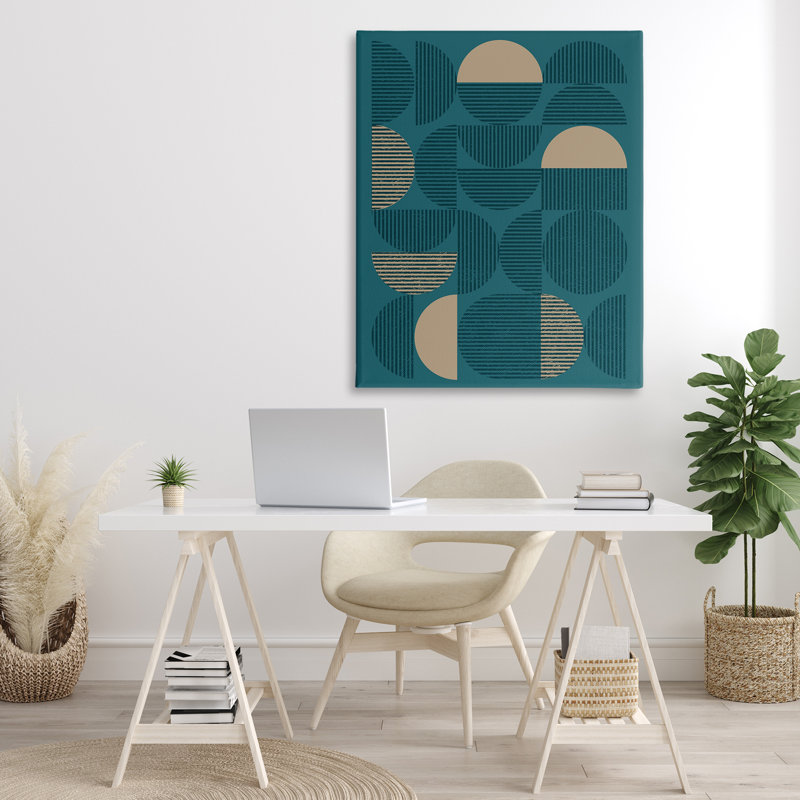 Art mural sur toile bleu et beige Deco Arches par Vision Studio, H 48 po x l 36 po
