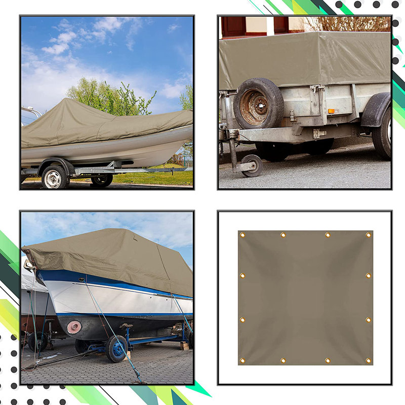 Multipurpose Heavy Duty Tarps Waterproof, UV Resistant Outdoor Protective Tarpaulin with Reinforcement, 60" W x 84" L, Beige