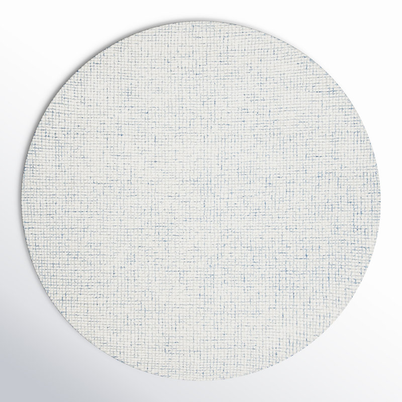 Tapis ivoire / bleu fait à la main Rowe, Rond 6 pi