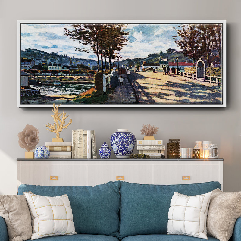 «The seine at bougival» par Monet - Toile encadrée, H 20 po x l 50 po