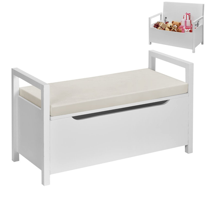 Poppas Wood Storage Bench, White