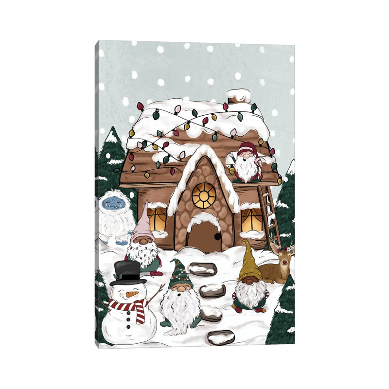 Christmas Cottage by Katie Bryant - Wrapped Canvas Painting, 30.48 cm H x 45.72 cm W