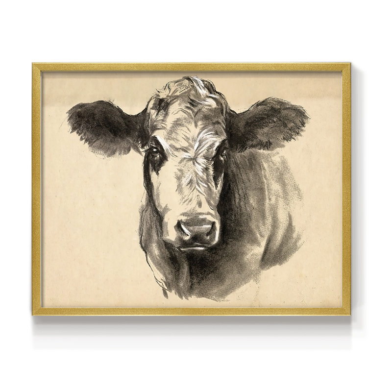 Vache gris anthracite I - impression encadrée - réarmable