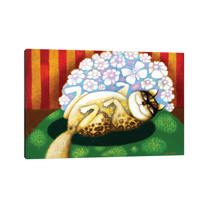 Cat With Flowers by Art Mirano - Wrapped Canvas Print, 66.04 cm H x 45.72 cm W