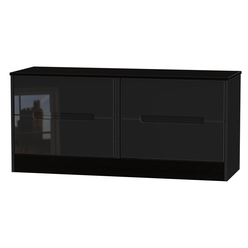 Fully Assembled Vernon 4 Drawer Chest, Black Gloss/Black Gloss