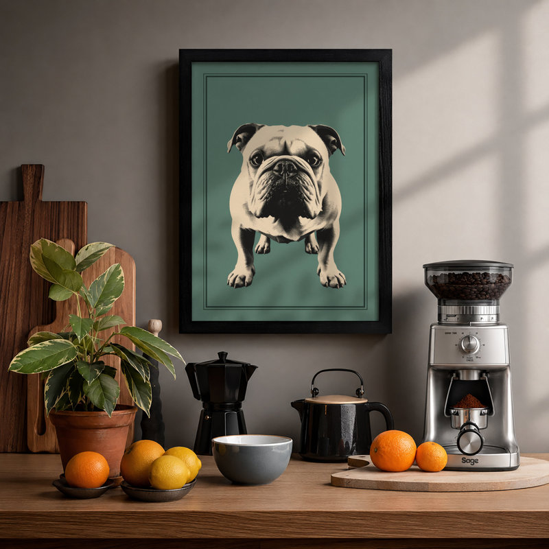 Bulldog Portrait Modern - Framed Print, A1 - 84.1 x 59.4 cm, Black