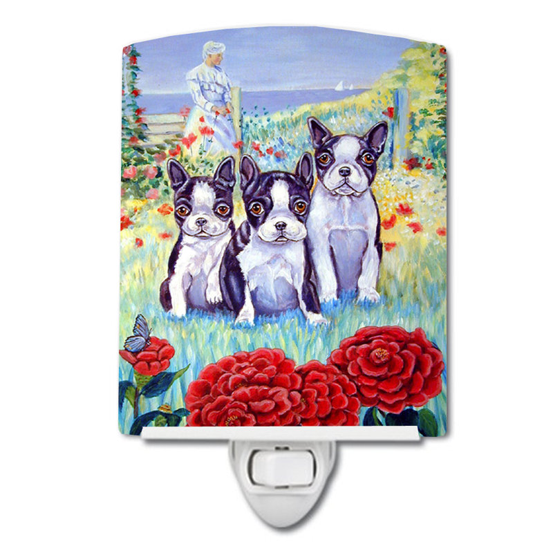 Boston Terrier Trio Ceramic Night Light