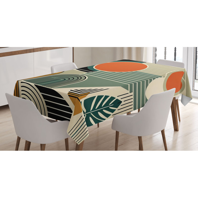 Jaylinne Rectangle Geometric Microfiber Tablecloth, 90" Rectangle