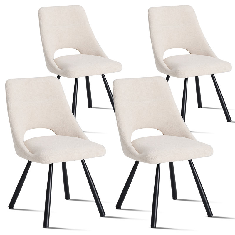 Chaises de salle à manger, chaise de cuisine rembourrée Boucle [Design découpé] pour salle à manger, 4, Beige