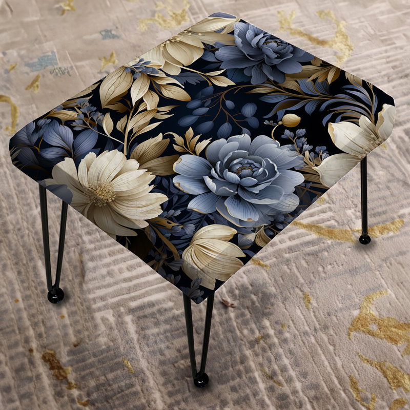 Midnight Symphony Moody Patterns - Floral Rectangle Ottoman