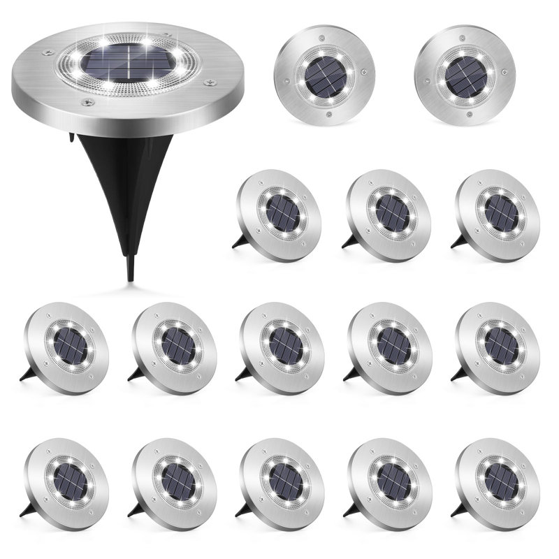 Solar Powered Integrated LED Pathway Light Kit, Silver