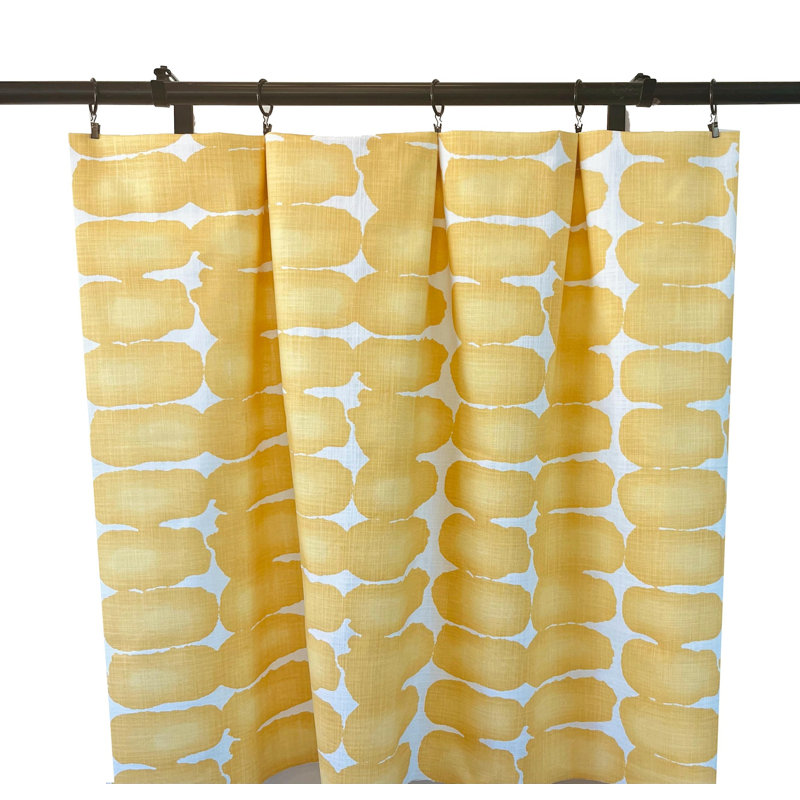 Yellow Shibori Dot Geometric Curtain Panels, 25" W x 84" L