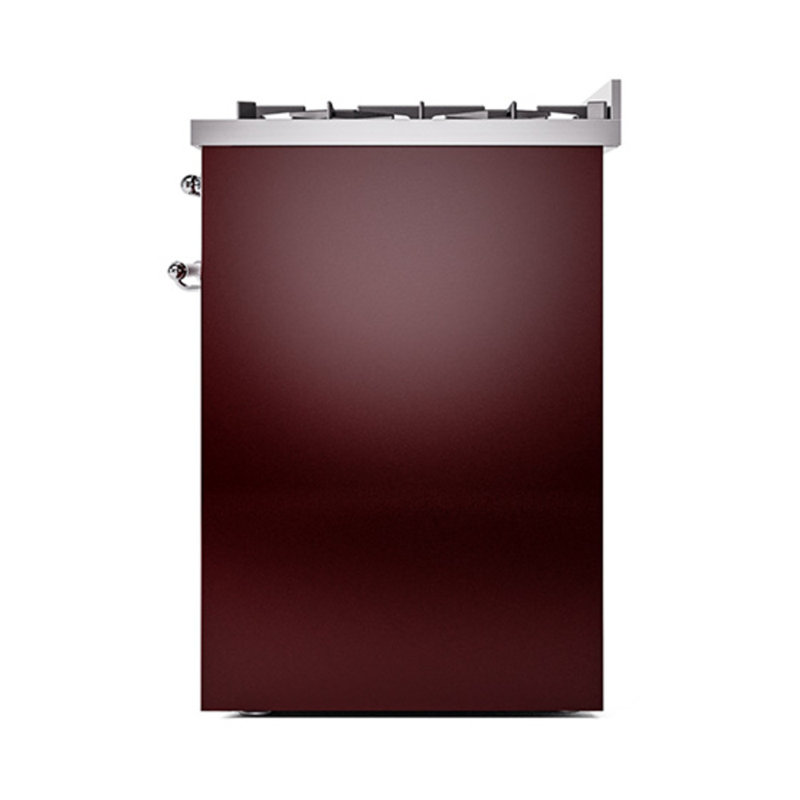 ILVE Nostalgie II Noblesse 30 in Dual Fuel Range, Liquid Propane, Burgundy/Chrome