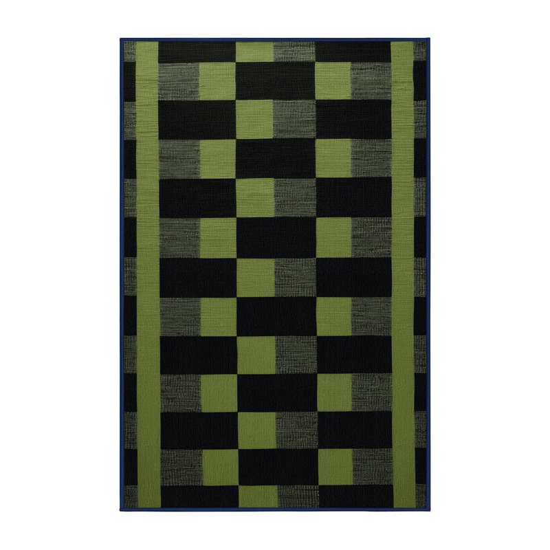 Tapis bleu à carreaux lavable à la machine, Rectangle 3 pi x 5 pi