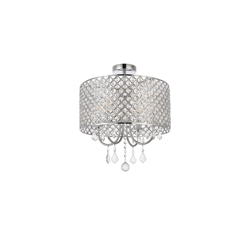 Dusin Semi Flush Mount, Chrome, Chrome/Clear, 19" H x 17" W x 17" D
