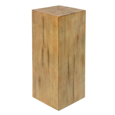 Wood-Look Square-Column MGO End Table,  H33.75",Wood-Like Distressed Finish, Mix With Different Heights, Indoor Outdoor Use