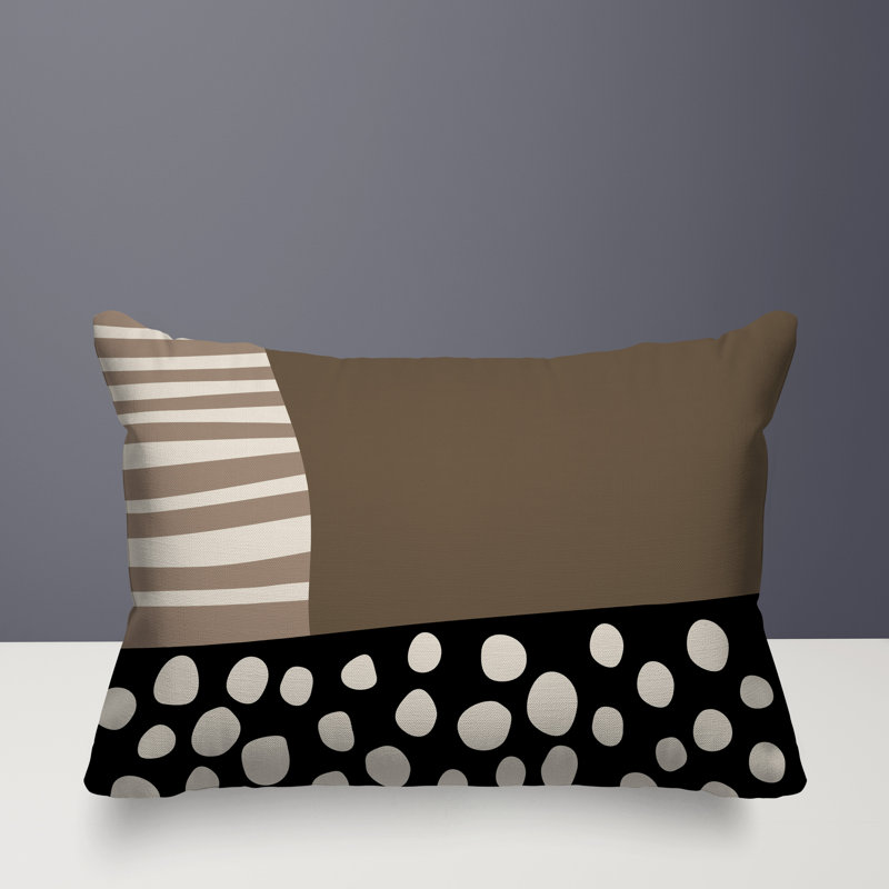 Oreiller rectangulaire réversible intérieur / extérieur Ekon, Beige / noir / blanc cassé, H 14 po x l 20 po