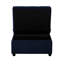 Banc de rangement moderne avec lit escamotable en velours bleu foncé - fabrication en bois massif et housse de coussin lombaire confortable