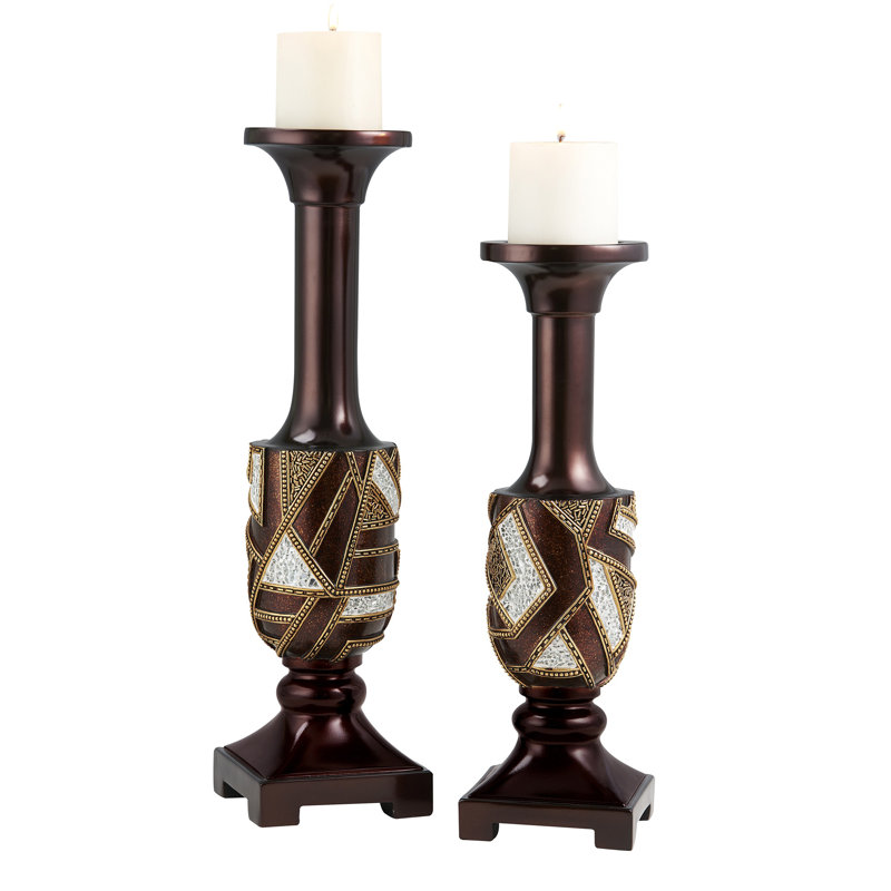 Polyresin Tabletop Candlestick with Candle Included