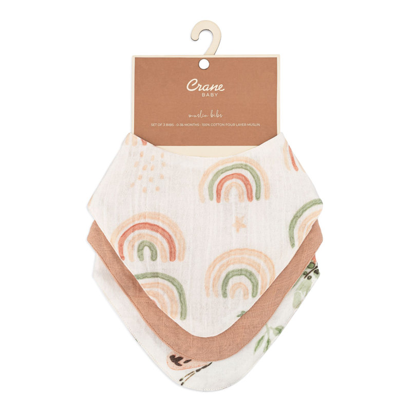 Parker 3-pc. Muslin Bib Set (rainbow/butterfly)