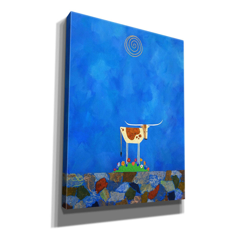 «Longhorn on Wildflower Hill» par Casey Craig, impression sur toile, H 16 po x l 12 po x P 0,75 po