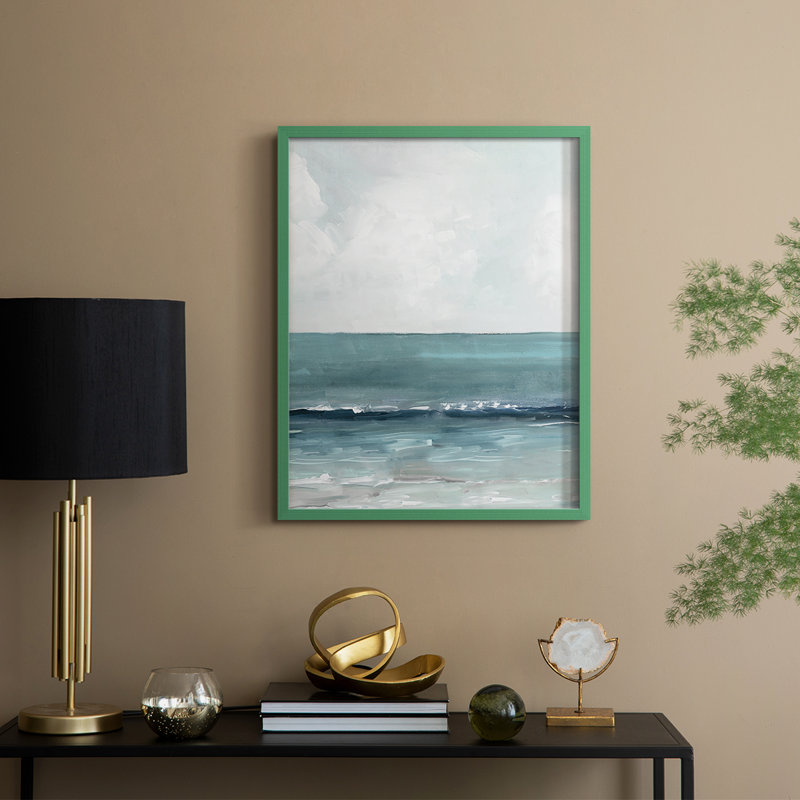 «Teal Seas II», reproduction encadrée - bois massif, H 15 po x l 12 po, Vert