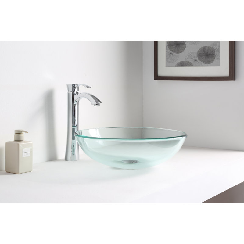 ANZZI Etude 16.5 " Tempered Glass Circular Bathroom Sink