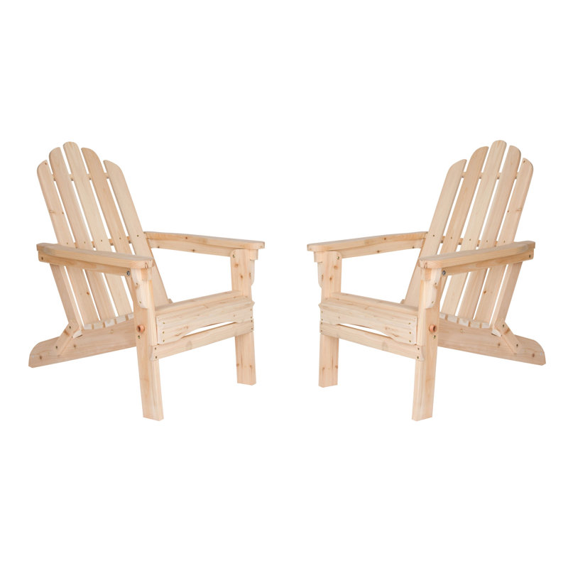 Chaise Adirondack pliante en bois massif Amza, Naturel